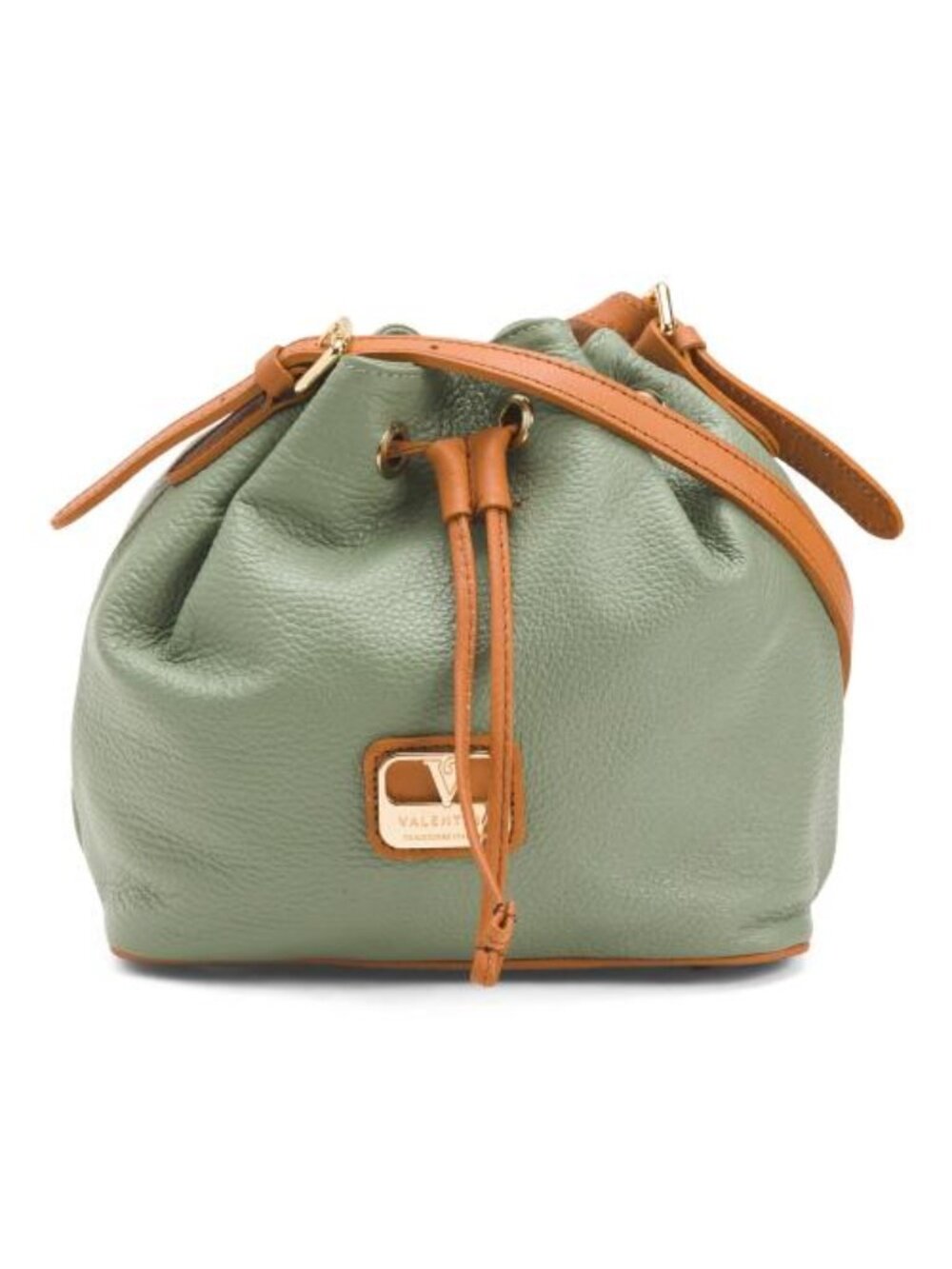 VALENTINA Made In Italy Leather Mini Drawstring Bucket